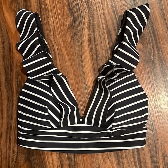Sea Level Swim French Frill Stripe Bralette Bikini Top - Picture 4 of 13